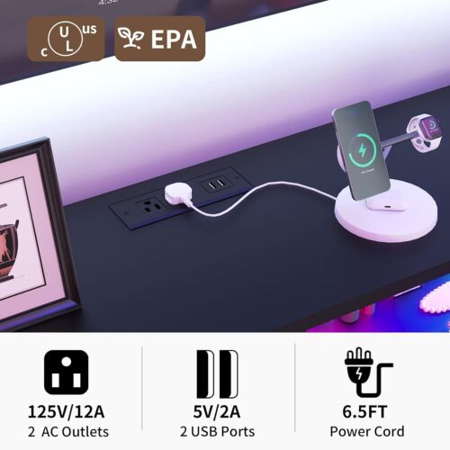 Dresser for bedroom, Fabric Black Bedroom Dresser with LED Lights and Charging 6