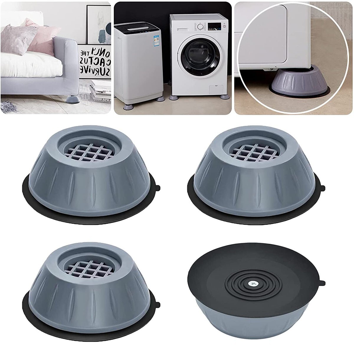 4PCS Supporto Lavatrice Antivibrazione Piedini in Gomma Antiscivolo Base Pastiglie Tappetino foto 2