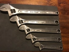 5 Pc. Blue Point Snap On Tools 6, 8, 10, 12, 15" Adjustable Crescent Wrench Set
