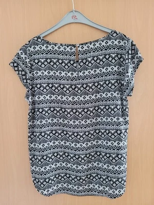 Only Damen Bluse Kurzarm Gr.36 Weiß/Schwarz Gemustert Top Zustand - Bild 1 von 4