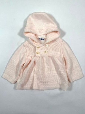 VINTAGE SEARS Girls Hooded Knit Sweater Jacket 3-6 Months Cottagecore Heirloom