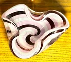 Vtg Murano Latticino Glass Tricorn Bowl Pink White Brown Swirl Italy Mid Century