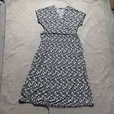 Uniqlo Dress Womens Small V Neck Short Sleeve Waist Tie A Line Floral Pullover