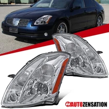 Fit 2004 2005 2006 Maxima Projector Headlights Halogen Lamps Assembly Left+Right