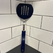 Vintage Bonny Blue Slotted Spatula 11 .75" Nylon Plastic Handle Made In USA