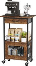 Buffets Coffee Bar Cabinet Rolling Kitchen Rack Farmhouse Small Coffee Stand W/