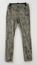 Rue 21 Women's Jeans Size 7/8 Olive Tie Dye Low Rise Bleached Skinny Y2K