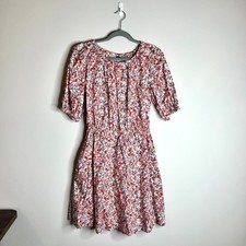 Old Navy Waist-Defined Puff-Sleeve Floral Cotton-Poplin Mini Dress Ditsy Floral