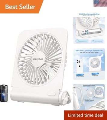 EasyAcc Small Travel Desk Fan, 4000 mAh Slim Portable Fan for Slumber Pod Cam...