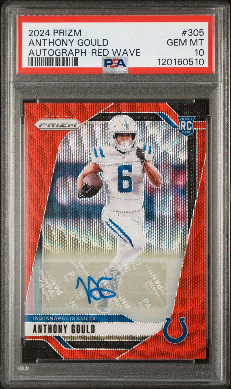 2024 PANINI PRIZM AUTO-RED WAVE #305 ANTHONY GOULD 39/149 PSA 10