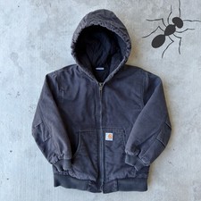 Vintage Y2K Carhartt YOUTH black hooded work wear jacket