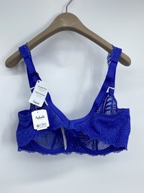 Aubade Paris Womens Half Cup Bra Cyclades Blue Size 36 Cut-Out Trimmed Elegant