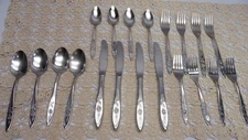 Oneida Community Flatware MY ROSE Stainless 20 Pieces Four Place Settings - EUC