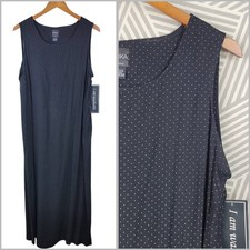 NEW Vintage Erika Slip Dress Large Polkadot Long Midi Black White Slit 90s