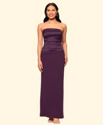 Betsy & Adam Mulberry Purple Taffeta Crepe Strapless Gown Size 6 $239
