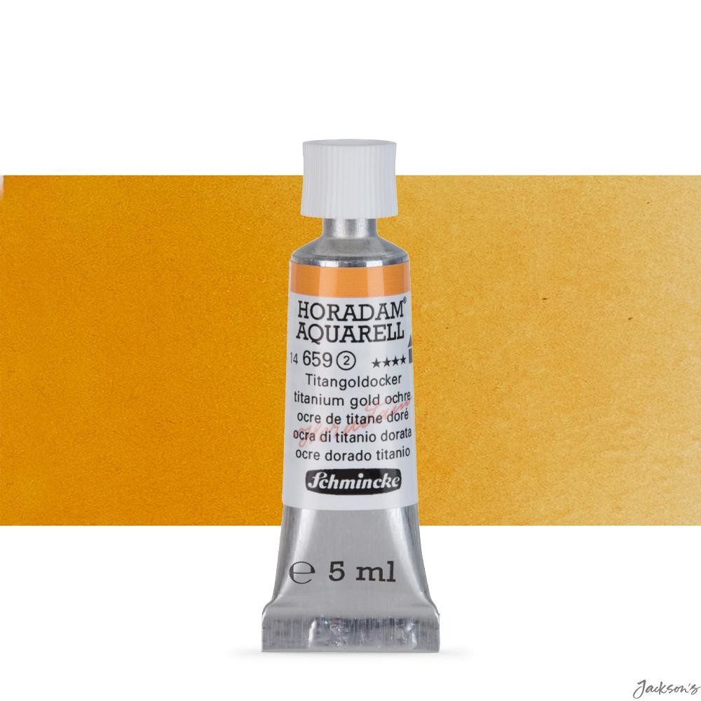 Schmincke Horadam Watercolour Paint Tube 5ml Titanium Gold Ochre Colour