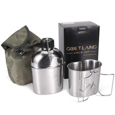 Goetland Stainless Steel WWII US Army Canteen Water Bottle Military Canteen Kit
