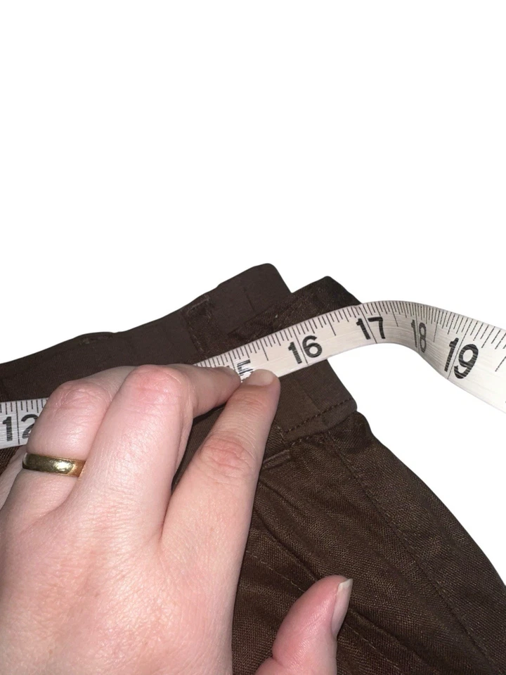 Pantalones Cortos Y2K Old Navy Mujer Maternidad 100% Lino Talla M Marrón Puños Foto 4 de 4