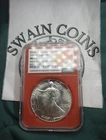 1986 S American Silver Eagle NGC MS69 Orange Core Struck at San Francisco E183