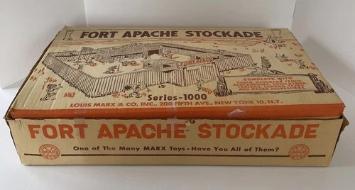 Vintage Marx Fort Apache Stockade Playset Series 1000 w Box Figures Western Toy