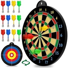 Magnetic Dart Board - 12pcs Darts Red Green Yellow 13.5", Colorful