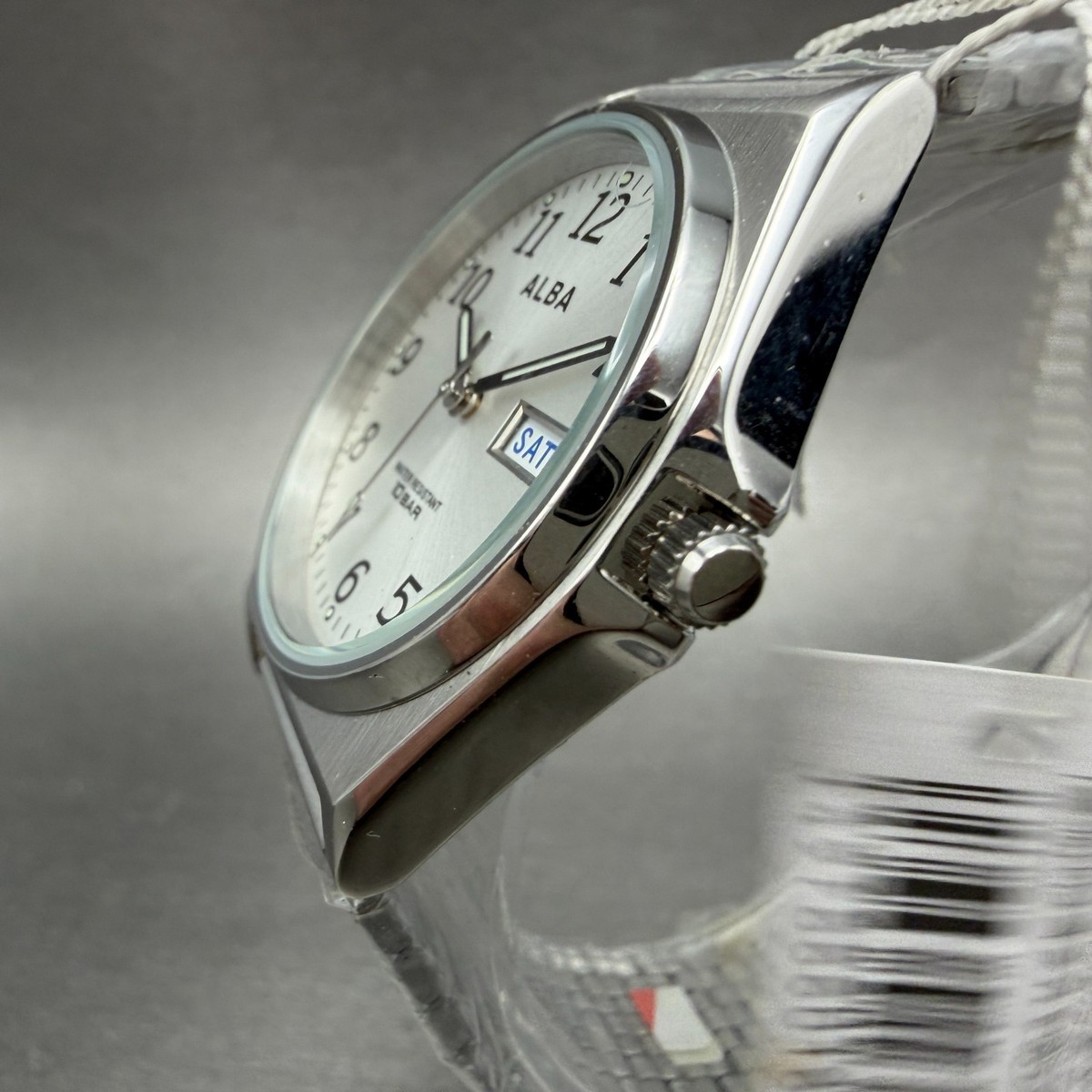 Seiko Alba Watch Men 35mm Silver Dial Silver Tone Daydate 7N43 