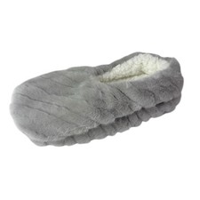 Auden Women's 0769 M/L 8-12 Faux Fur Slipper Socks Light Gray Gripper Bottom NWT