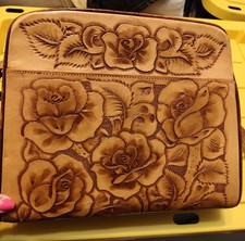 SB5- VTG Women s Hand Tooled Leather Bag With Roses