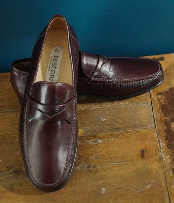 A. Testoni Burgundy Leather Slip On Loafer Dress shoes 7.5M Made Italy / unworn