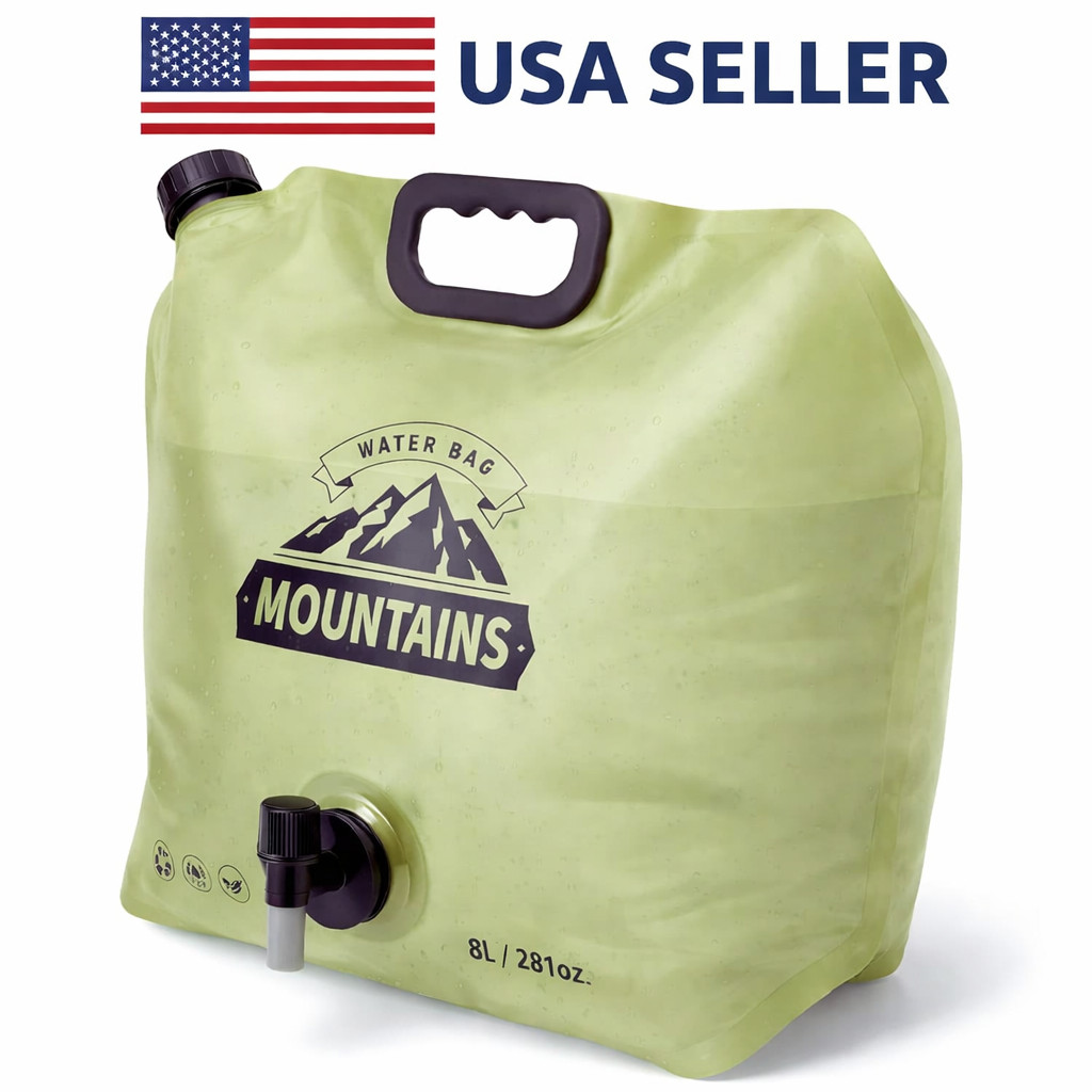 Camping Water Container 2 Gallon Collapsible Water Jug with Spout - Reusable Pla