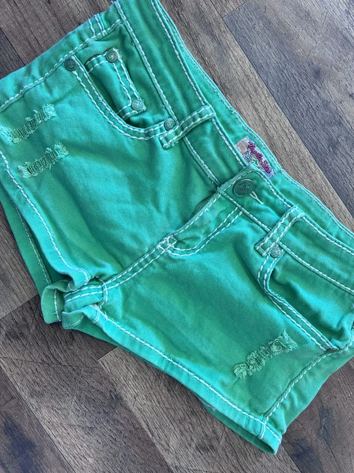 Винтажные неоново-зеленые мини шорты с заниженной талией размер 7 Y2K эмо сцена гранж 2000-е 90-е - Изображение 4 из 4