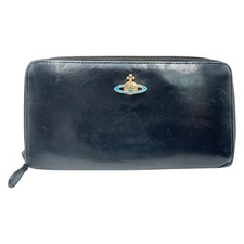 Vivienne Westwood purse Long Wallet Black Black Gold Hardware leather