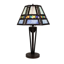 Chloe Lighting Retro Stained-Glass Brush Gold Table Lamp