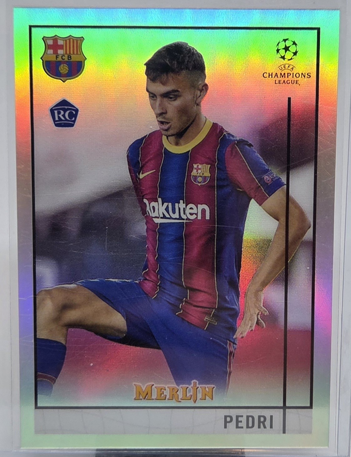 2020-21 Topps Merlin Collection Chrome UCL #89 Pedri Refractor Rookie RC