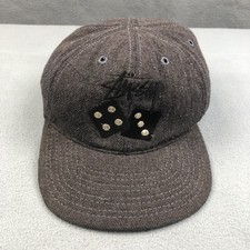 Vintage Stussy Hat Mens Snap Back Cap Gray Dice Made In USA 90s Adjustable