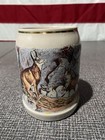 German Stoneware Beer Mug Stein Tankard, Pronghorn Antelopes — photo 1