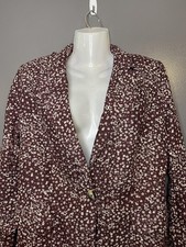 Free People Blazer Womens 2 Red Floral Print Linen Single Button Lined Jacket