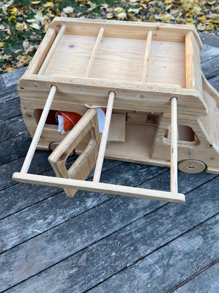 vintage Drei Blatter GERMANY Wooden Camper Van Doll 22" long Hand Crafted