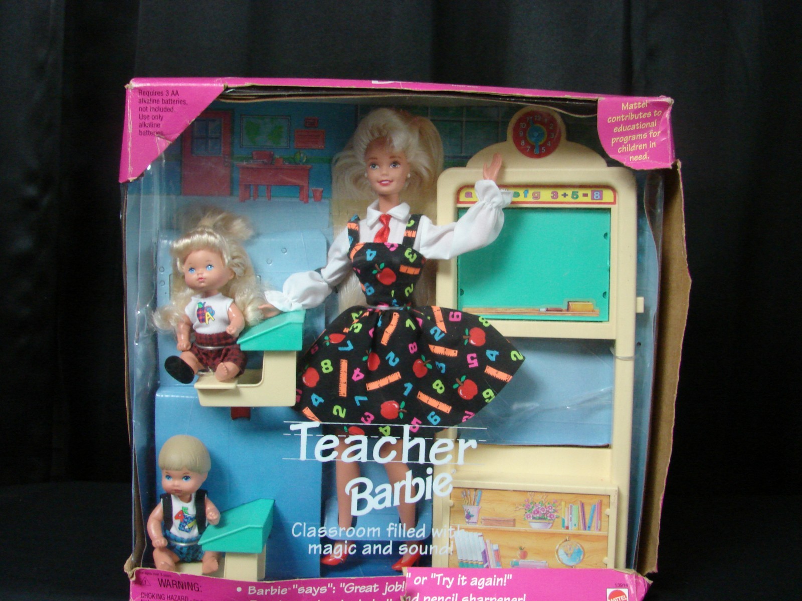 1995 Mattel Teacher Barbie 2 Students  Recalled no Panties Damaged Box