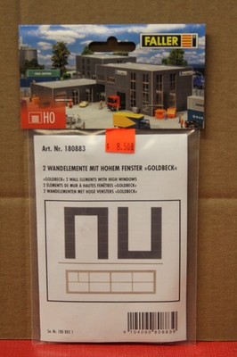 Faller - 2 Wall Elements w/High Windows - HO Scale - #180883