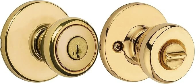 钥匙入口门把手,Tylo,抛光黄铜 - Kwikset 400T-3-6AL-RCS (2 包) — 第 3/3 张图片