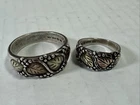Vtg. Set Of BLACK HILLS GOLD, Grape Leaf Vine Sterling Silver 12K Band Rings