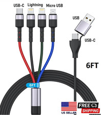 4 in 2 Multi Charging Cable Universal Fast iPhone USB-C Micro USB Cord 100W