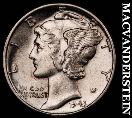 1943 Silver Mercury Dime-Choice Gem BU ++++ Lustrous No Reserve #i2804
