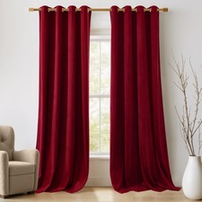NICETOWN Christmas Red 108 inches Long Velvet Curtains - Thermal Insulated En...