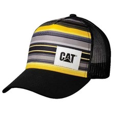 Caterpillar CAT Equipment Black & Yellow Vintage Stripe Snapback Mesh Cap/Hat