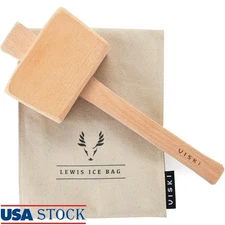 Ice Crushing Set Canvas Bag Beechwood Mallet Fresh Crushed Ice Cocktail Maker US