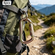 4PC Heavy Duty Rock Climbing Carabiner,45KN Alloy Steel Auto-lock Main Carabiner