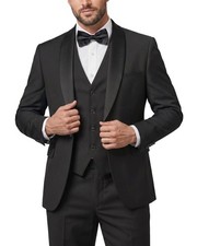 FancyFir Men's Slim Fit 3-Piece Tuxedo Set Black