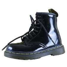 Dr. Martens Brooklee Toddler Black Patent Leather Ankle Boots Lace Up Side Zip 7